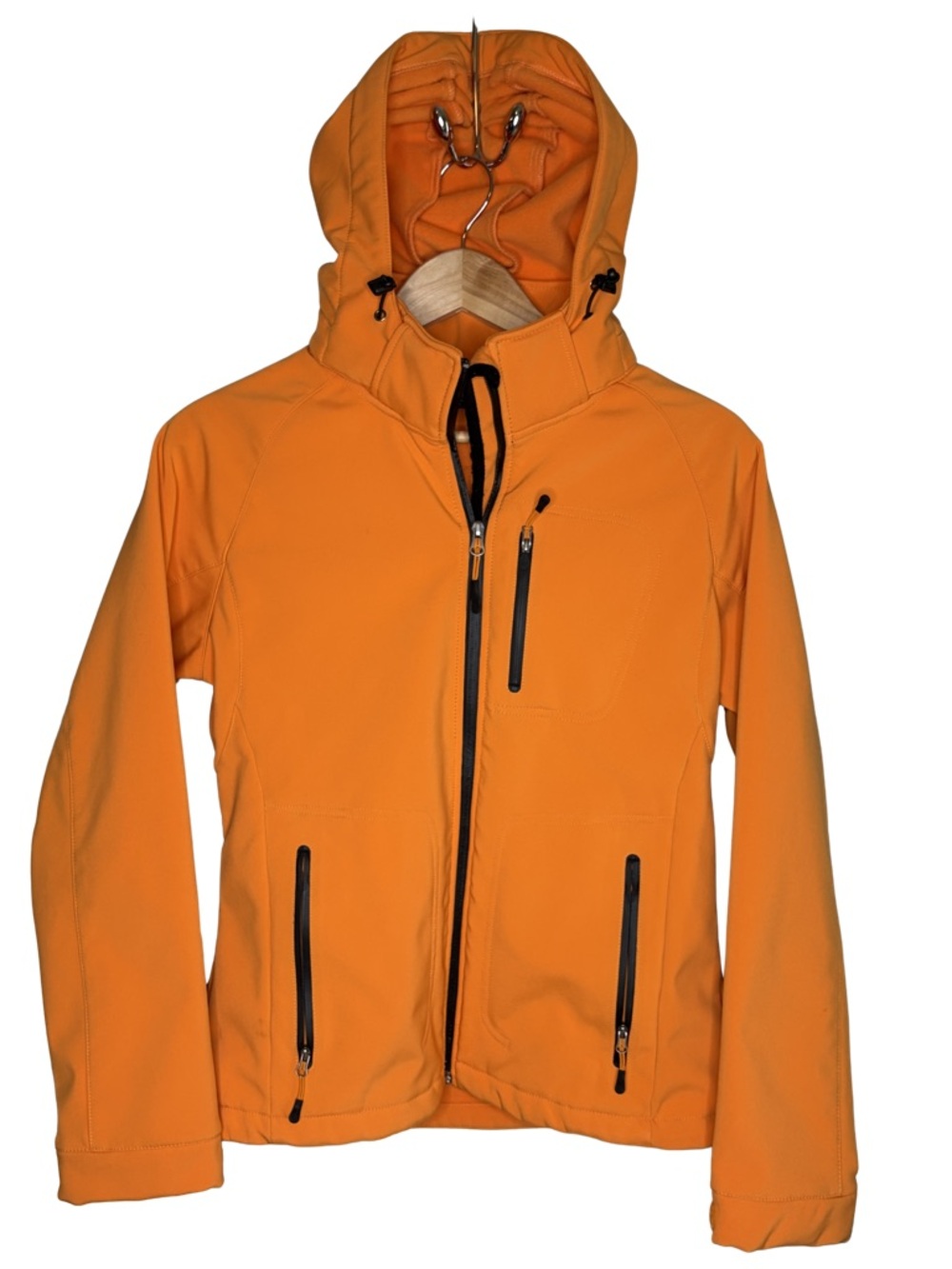 Alpine Cotton Softshell Jacket Women’s L Orange Hooded Full Zip Outdoor